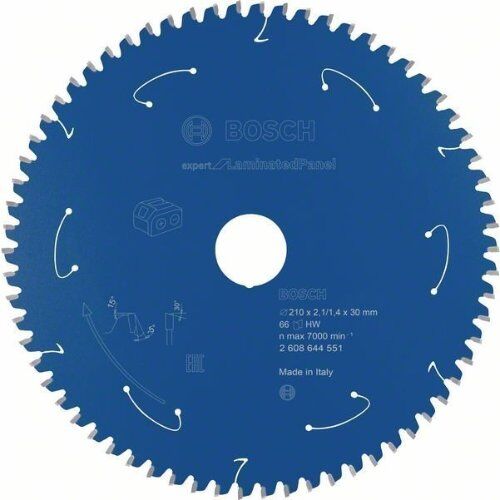  Kreissägebätter Expert for Laminated Panel für Akkutischkreissägen Bosch Kreissägeblatt für Akkusägen Expert for Laminated Panel, 210 x 2,1/1,4 x 30, 66 Zähne, für Tischsägen 12373082
