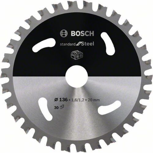  Kreissägeblätter Standard for Steel für Akku-Handkreissägen Bosch Kreissägeblatt für Akkusägen Standard for Steel, 136 x 1,6/1,2 x 20, 30 Zähne, für Handtrockensägen 12373412