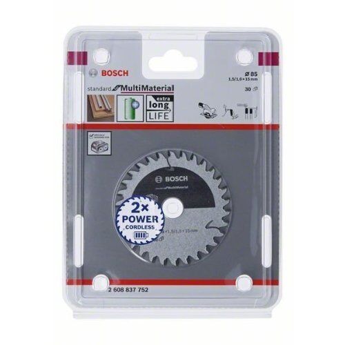  Blätter für Akku-Kreissägen Standard for MultiMaterial für Handkreissägen Bosch Standard for Multi Material Kreissägeblatt für Akkusägen, 85 x 1,5/1 x 15, 30 Zähne, für Handkreissägen 12373407