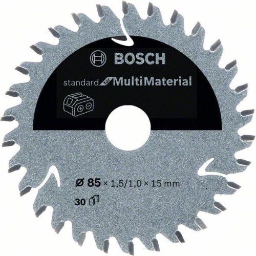  Blätter für Akku-Kreissägen Standard for MultiMaterial für Handkreissägen Bosch Standard for Multi Material Kreissägeblatt für Akkusägen, 85 x 1,5/1 x 15, 30 Zähne, für Handkreissägen 12373407