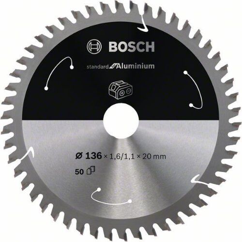  Blätter für Akku-Kreissägen Standard for Aluminium für Handkreissägen Bosch Kreissägeblatt für Akkusägen Standard for Aluminium, 136 x 1,6/1,1 x 20, 50 Zähne, für Handkreissägen 12373417