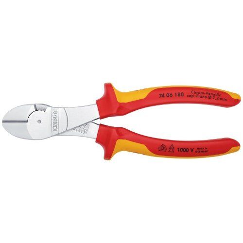  Schneidende Zangen Kraft-Seitenschneider KNIPEX 74 06 180 Kraft-Seitenschneider isoliert mit Mehrkomponenten-Hüllen, VDE-geprüft verchromt 180 mm 12380460