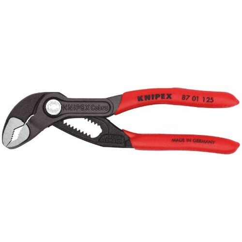  KNIPEX Cobra® Hightech-Wasserpumpenzangen KNIPEX 87 01 125 Cobra® Hightech-Wasserpumpenzange mit rutschhemmendem Kunststoff überzogen grau atramentiert 125 mm 12380279