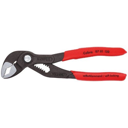  KNIPEX Cobra® Hightech-Wasserpumpenzangen KNIPEX 87 01 150 Cobra® Hightech-Wasserpumpenzange mit rutschhemmendem Kunststoff überzogen grau atramentiert 150 mm 12380276