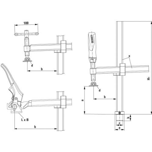  Spannelement TWV BESSEY Spannelement mit variabler Ausladung TWV16 200/150 (2K-Kunststoffgriff) 12368050
