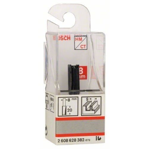  Nutfräser Standard for Wood, zwei Spiralnuten Bosch Nutfräser, 8 mm, D1 9 mm, L 19,6 mm, G 51 mm, für Handfräsen 12372490