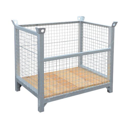  Gitterboxen müba-Schwerlast-Gitterbox mit Holzboden, lichtes Maß zwischen den Holmen 1,08x0,68m, Füllhöhe 80cm, Tragfähigkeit 2000kg, verzinkt 12444605