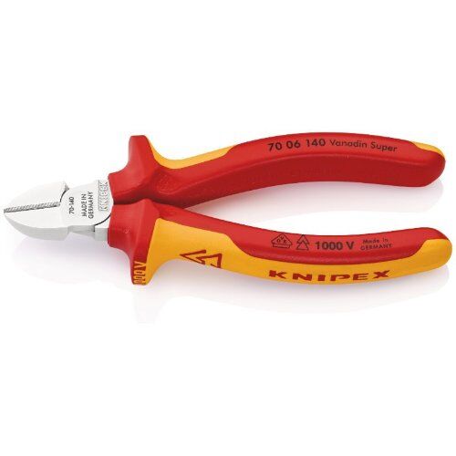  Schneidende Zangen KNIPEX 70 06 140 Seitenschneider isoliert mit Mehrkomponenten-Hüllen, VDE-geprüft verchromt 140 mm 12380297