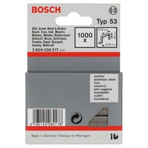 Feindrahtklammern, Typ 53 Bosch Feindrahtklammer Typ 53, rostfrei, für Druckluftnagler/Drucklufthefter 12375034