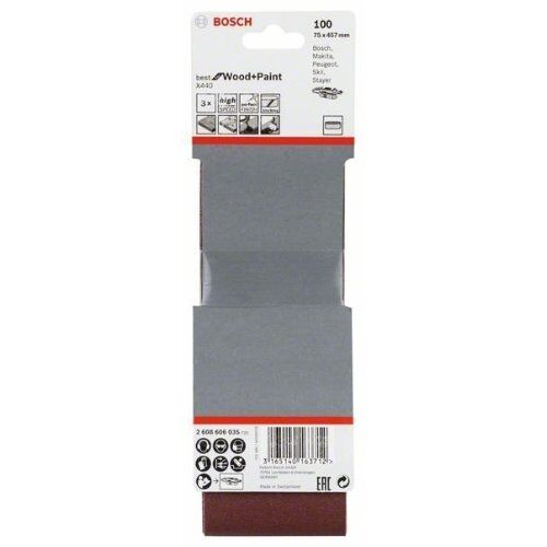  X440 Best for Wood and Paint Schleifbänder für Bandschleifer Bosch 3-tlg. Schleifband-Set X440, für Bandschleifer 12376632
