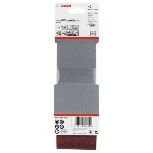  X440 Best for Wood and Paint Schleifbänder für Bandschleifer Bosch 3-tlg. Schleifband-Set X440, für Bandschleifer 12376680
