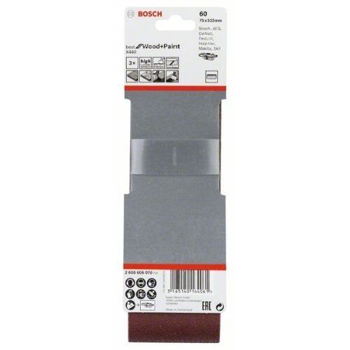  X440 Best for Wood and Paint Schleifbänder für Bandschleifer Bosch 3-tlg. Schleifband-Set X440, für Bandschleifer 12376690