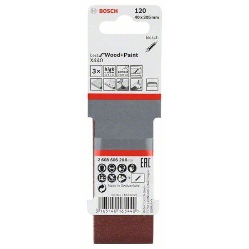  X440 Best for Wood and Paint Schleifbänder für Bandschleifer Bosch 3-tlg. Schleifband-Set X440, für Bandschleifer 12376678