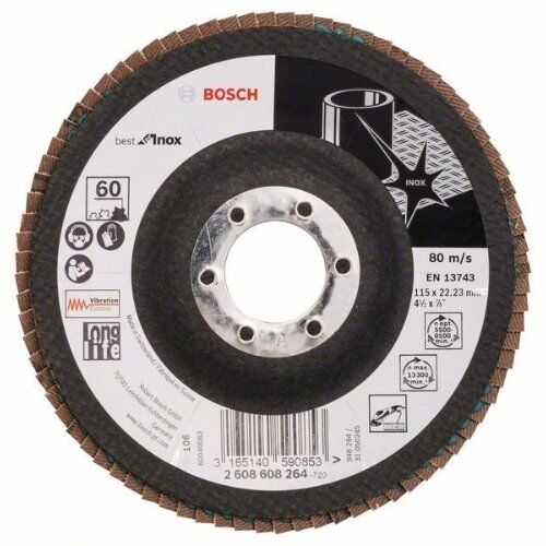 X581 Best for Inox Fächerschleifscheiben, abgewinkelte Ausführung Bosch Fächerschleifscheibe X581, Best for Inox, für kleine Winkelschleifer 12375927  X581 Best for Inox Fächerschleifscheiben, abgewinkelte Ausführung Bosch Fächerschleifscheibe X581, Best for Inox, für kleine Winkelschleifer 12375927