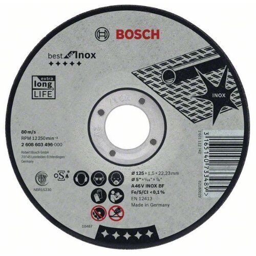  Best for Inox Trennscheiben mit gerader Ausführung, 22,23-mm-Bohrung für kleine Winkelschleifer Bosch Trennscheibe gerade Best for Inox, für kleine Winkelschleifer 12377243