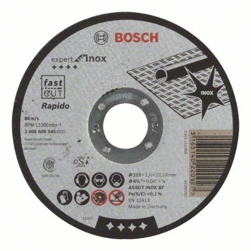  Expert for Inox Rapido Trennscheiben mit gerader Ausführung, 22,23-mm-Bohrung für kleine Winkelschleifer Bosch Trennscheibe gerade Expert for Inox - Rapido, für kleine Winkelschleifer 12377280