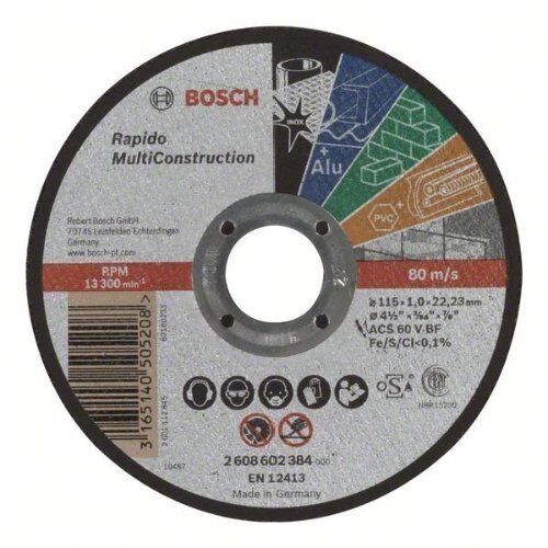  MultiConstruction Rapido Trennscheiben mit gerader Ausführung, 22,23-mm-Bohrung für kleine Winkelschleifer Bosch Trennscheibe gerade Rapido Multi Construction, für kleine Winkelschleifer 12377325