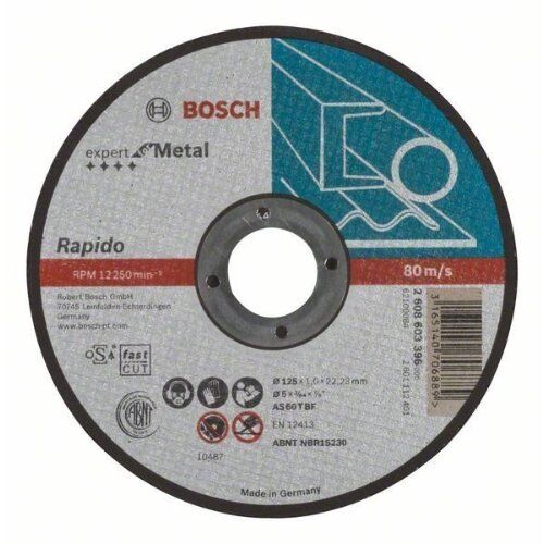  Expert for Metal rapido Trennscheiben mit gerader Ausführung, 22,23-mm-Bohrung für kleine Winkelschleifer Bosch Trennscheibe gerade Expert for Metal - Rapido, für kleine Winkelschleifer 12377202