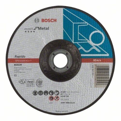  Gekröpfte Trennscheiben Expert for Metal Rapido Bosch Trennscheibe gekröpft Expert for Metal - Rapido, für große Winkelschleifer mit Spannmutter 12377198