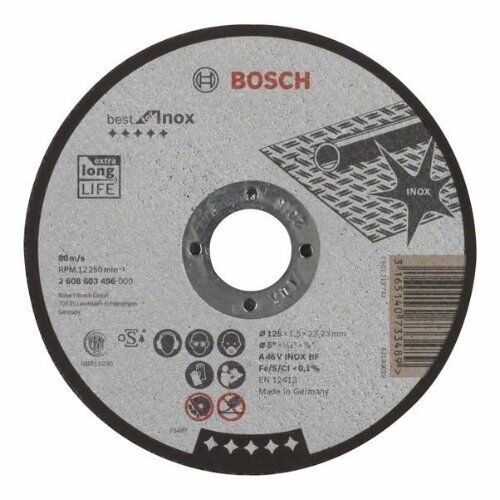  Best for Inox Trennscheiben mit gerader Ausführung, 22,23-mm-Bohrung für kleine Winkelschleifer Bosch Trennscheibe gerade Best for Inox, für kleine Winkelschleifer 12377240