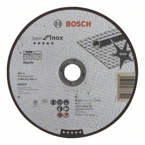  Best for Inox Rapido Trennscheiben mit gerader Ausführung, 22,23-mm-Bohrung für große Winkelschleifer Bosch Trennscheibe gerade Best for Inox - Rapido, für große Winkelschleifer mit Spannmutter 12377256