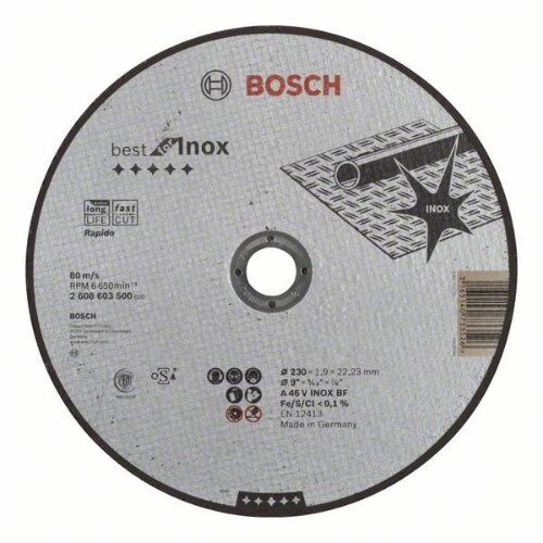  Best for Inox Rapido Trennscheiben mit gerader Ausführung, 22,23-mm-Bohrung für große Winkelschleifer Bosch Trennscheibe gerade Best for Inox - Rapido, für große Winkelschleifer mit Spannmutter 12377257