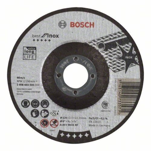  Best for Inox Gekröpfte Trennscheiben, 22,23-mm-Bohrung für kleine Winkelschleifer Bosch Trennscheibe gekröpft Best for Inox, für kleine Winkelschleifer 12377259
