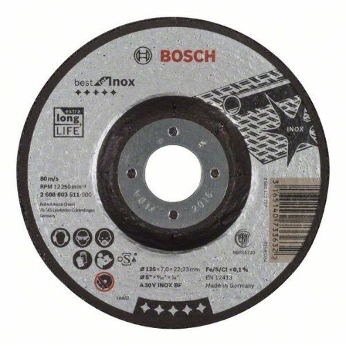  Gekröpfte Schruppscheiben Best for Inox Bosch Schruppscheibe gekröpft Best for Inox, für kleine Winkelschleifer 12377365