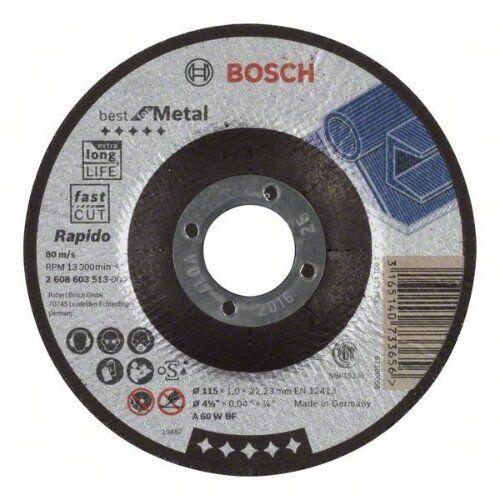  Best for Metal Rapido Gekröpfte Trennscheiben, 22,23-mm-Bohrung für kleine Winkelschleifer Bosch Trennscheibe gekröpft Best for Metal - Rapido, für kleine Winkelschleifer 12377186