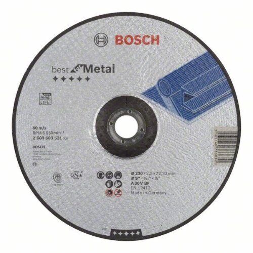  Best for Metal Gekröpfte Trennscheiben, 22,23-mm-Bohrung für große Winkelschleifer Bosch Trennscheibe gekröpft Best for Metal, für große Winkelschleifer mit Spannmutter 12377185