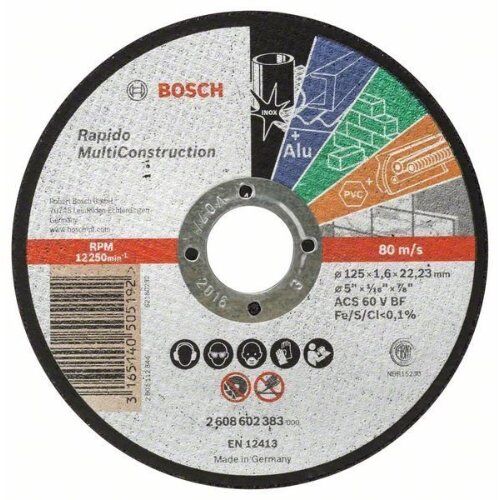  MultiConstruction Rapido Trennscheiben mit gerader Ausführung, 22,23-mm-Bohrung für kleine Winkelschleifer Bosch Trennscheibe gerade Rapido Multi Construction, für kleine Winkelschleifer 12377326