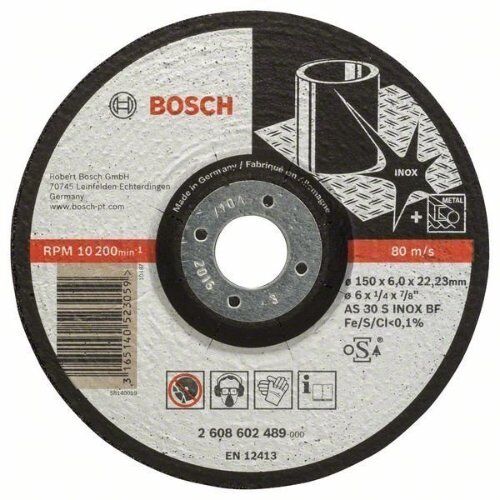  Expert for Inox Gekröpfte Schruppscheiben, 22,23-mm-Bohrung für kleine Winkelschleifer Bosch Schruppscheibe gekröpft Expert for Inox, für kleine Winkelschleifer 12377358