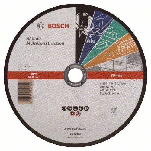  MultiConstruction Rapido Trennscheiben mit geradem Zentrum, 22,23-mm-Bohrung für große Winkelschleifer Bosch Trennscheibe gerade Rapido Multi Construction, für große Winkelschleifer mit Spannmutter 12377329