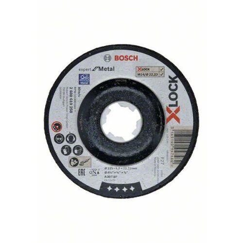  Gekröpfte X-LOCK Schruppscheiben Expert for Metal Bosch X-LOCK Expert for Metal 115 x 6 x 22,23 Schruppscheibe gekröpft, für kleine Winkelschleifer 12377346