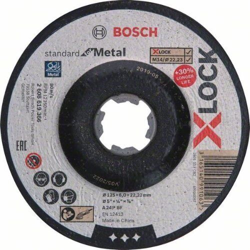  X-LOCK gekröpfte Schruppscheiben Standard for Metal Bosch X-LOCK SfM 125 x 6 mm T27, für kleine Winkelschleifer 12377356
