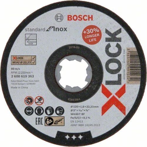  X-LOCK Trennscheiben Standard for Inox gerade Ausführung Bosch X-LOCK Standard for Inox, 125 x 1,6 mm, T41, für kleine Winkelschleifer 12377301