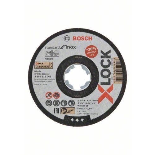  X-LOCK Trennscheiben Standard for Inox gerade Ausführung Bosch X-LOCK Standard for Inox 115 x 1 x 22,23 mm Trennscheibe gerade, für kleine Winkelschleifer 12377303