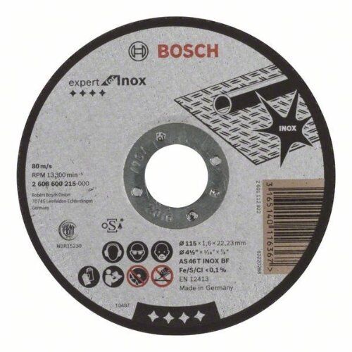  Expert for Inox Trennscheiben mit gerader Ausführung, 22,23-mm-Bohrung für kleine Winkelschleifer Bosch Trennscheibe gerade Expert for Inox, für kleine Winkelschleifer 12377270