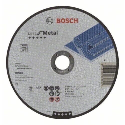  Best for Metal Trennscheiben mit gerader Ausführung, 22,23-mm-Bohrung für große Winkelschleifer Bosch Trennscheibe gerade Best for Metal, für große Winkelschleifer mit Spannmutter 12377174