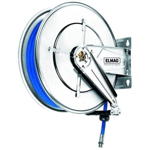  Druckluft, Wasser (max. 70 °C), 10 bar, Edelstahl ELMAG INDUSTRIE Schlauchaufroller Edelstahl 563/13 f. Druckluft u. Wasser 70°C, 40 m, 3/4, 10bar 12411965
