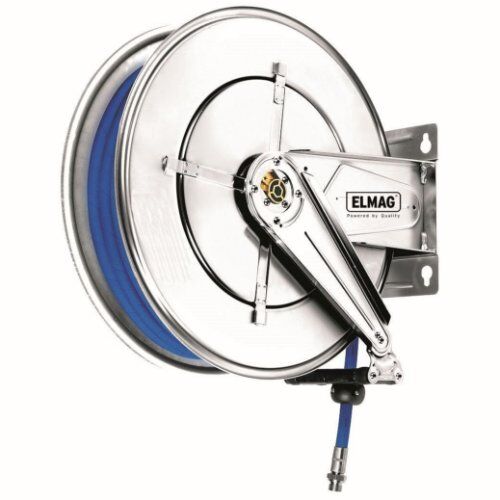  Druckluft, Wasser (max. 120°C), 10 bar, Edelstahl ELMAG INDUSTRIE Schlauchaufroller Edelstahl 544/12 f. Druckluft u. Wasser 120°C, 20 m, 3/4, 10bar 12411933