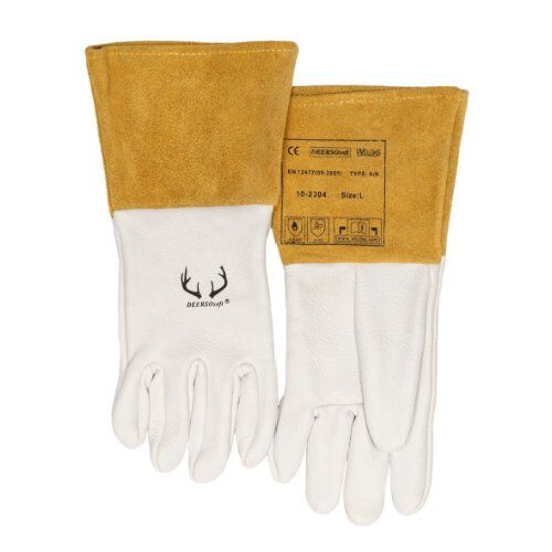  Schweißhandschuhe ELMAG 5-Finger-Schweißerhandschuhe WELDAS 10-2304 M WIG/TIG, Hirsch-Vollleder m. Rind-Spaltleder Stulpe, Gr. 8,5 12408291