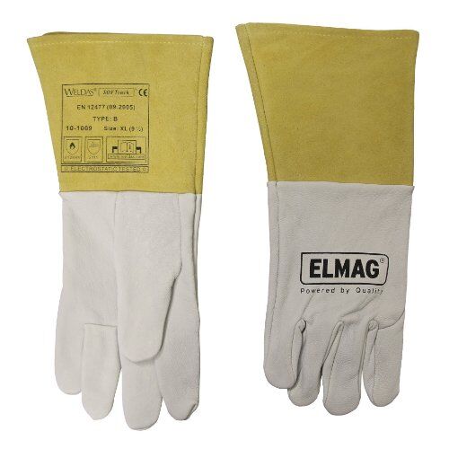  Schweißhandschuhe ELMAG 5-Finger-Schweißerhandschuhe WELDAS 10-1009 M WIG/TIG, Ziegen-Vollleder m. Rind-Spaltleder Stulpe, Gr. 8,5 12408317