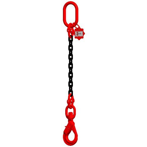  1-Strang-Kettengehänge, mit schwarz lackierter Kette mit Sonder-Aufhängering (für Kranhaken DIN 15401 Nr. 8) McBULL® 1-Strang-Kettengehänge, GK8, schwarz, 7 mm, 1 Meter, Typ7K8 12400334