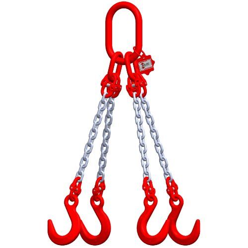  4-Strang-Kettengehänge, mit galvanisch verzinkter Kette mit Standard-Aufhängering McBULL® 4-Strang-Kettengehänge, GK8, galv. verz., 7 mm, 1 Meter, Typ6"GV" 12400216