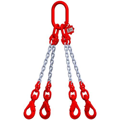  4-Strang-Kettengehänge, mit galvanisch verzinkter Kette mit Standard-Aufhängering McBULL® 4-Strang-Kettengehänge, GK8, galv. verz., 10 mm, 1 Meter, Typ7"GV" 12400233