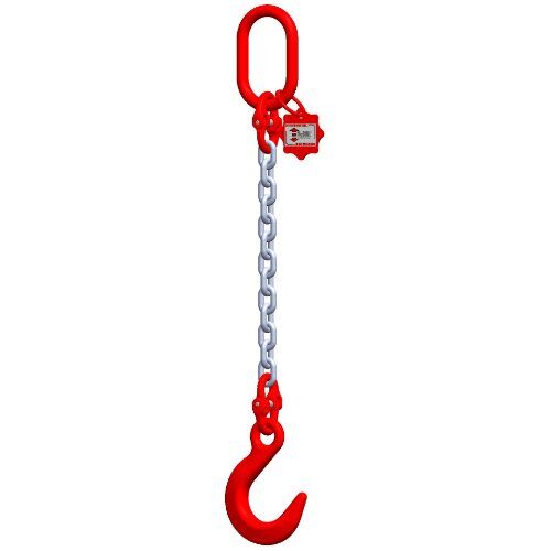  1-Strang-Kettengehänge, mit galvanisch verzinkter Kette mit Sonder-Aufhängering (für Kranhaken DIN 15401 Nr. 8) McBULL® 1-Strang-Kettengehänge, GK8, galv. verz., 7 mm, 1 Meter, Typ6K8"GV" 12400725