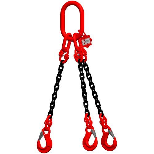  3-Strang-Kettengehänge, mit schwarz lackierter Kette mit Standard-Aufhängering McBULL® 3-Strang-Kettengehänge, GK8, schwarz, 6 mm, 1 Meter, Typ4 12400897
