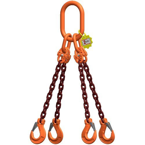  4-Strang-Kettengehänge, mit PAS-Kette mit Sonder-Aufhängering (für Kranhaken DIN 15401 Nr. 25) McBULL® 4-Strang-Kettengehänge, GK10, PAS-Kette, 16 mm, 1 Meter, Typ1K25 12402517