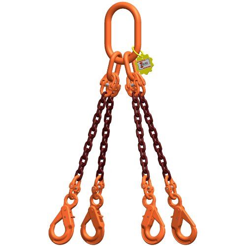  4-Strang-Kettengehänge, mit PAS-Kette mit Sonder-Aufhängering (für Kranhaken DIN 15401 Nr. 25) McBULL® 4-Strang-Kettengehänge, GK10, PAS-Kette, 13 mm, 1 Meter, Typ5K25 12402513